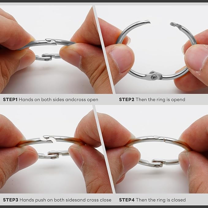 60 Pcs Binder Rings Assorted Sizes (1/2", 3/4", 1", 1-1/4", 1-1/2", 2"), Loose Leaf Binder Book Rings, Metal Index Card Rings Binder Clip Rings for Flash Cards, Key Rings, Index Cards (Silver)