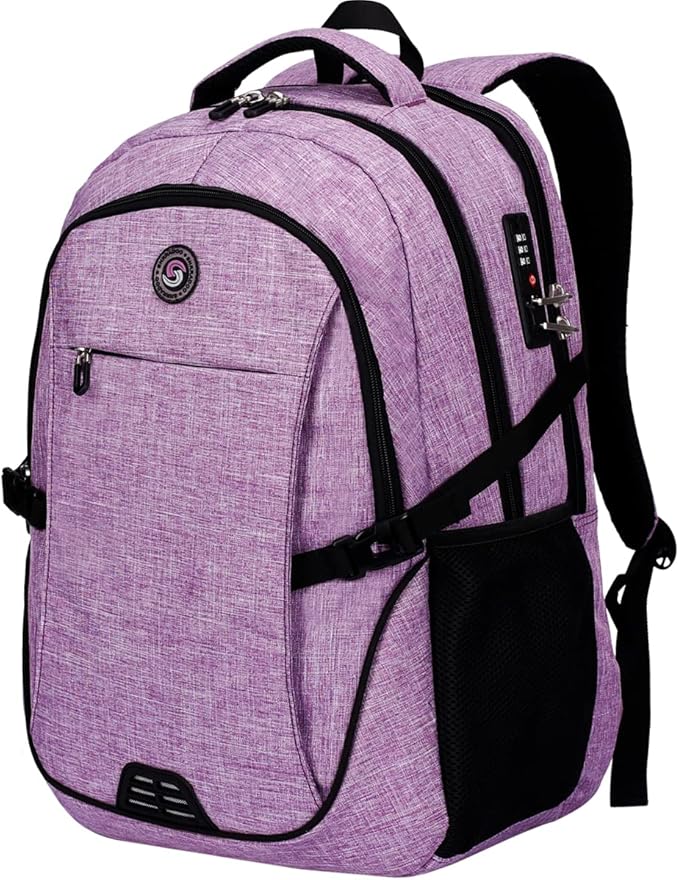 SHRRADOO Anti Theft Laptop Backpack Travel Backpacks with Combination Lock for Women Men College Backpack Computer Bag Fits 17 Inch Laptop,Purple | Travel Backpacks, usb Charging Port, College Backpack, Computer Bag