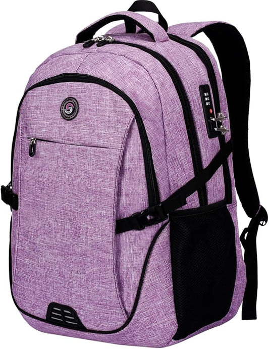 SHRRADOO Anti Theft Laptop Backpack Travel Backpacks with Combination Lock for Women Men College Backpack Computer Bag Fits 17 Inch Laptop,Purple | Travel Backpacks, usb Charging Port, College Backpack, Computer Bag