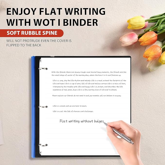 WOT I 12-Pack 1 Inch Telescoping 3 Ring Binder, Expandable Flexible Binder - Patented Design for Easy Portability, Holds 8.5"x11" Paper, Assorted Colors, School Office Supplies