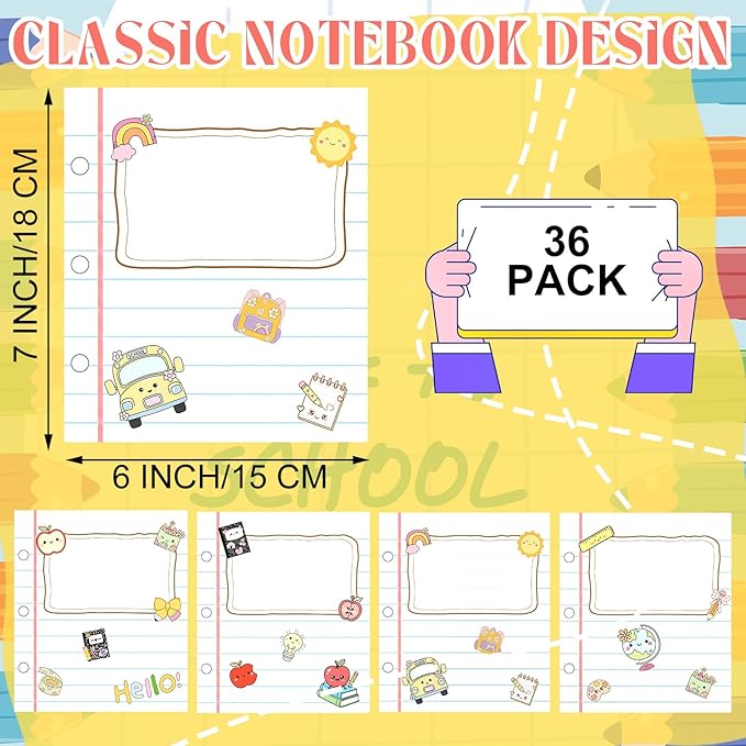 Epakh 36 Pack Name Tags for Desks Notebook Shaped Bulletin Board Decoration 6‘'x7'' Blank Name Tag Labels Learning Tool for Lockers Whiteboard Fridge Office Home Desktop Supply (Cute)
