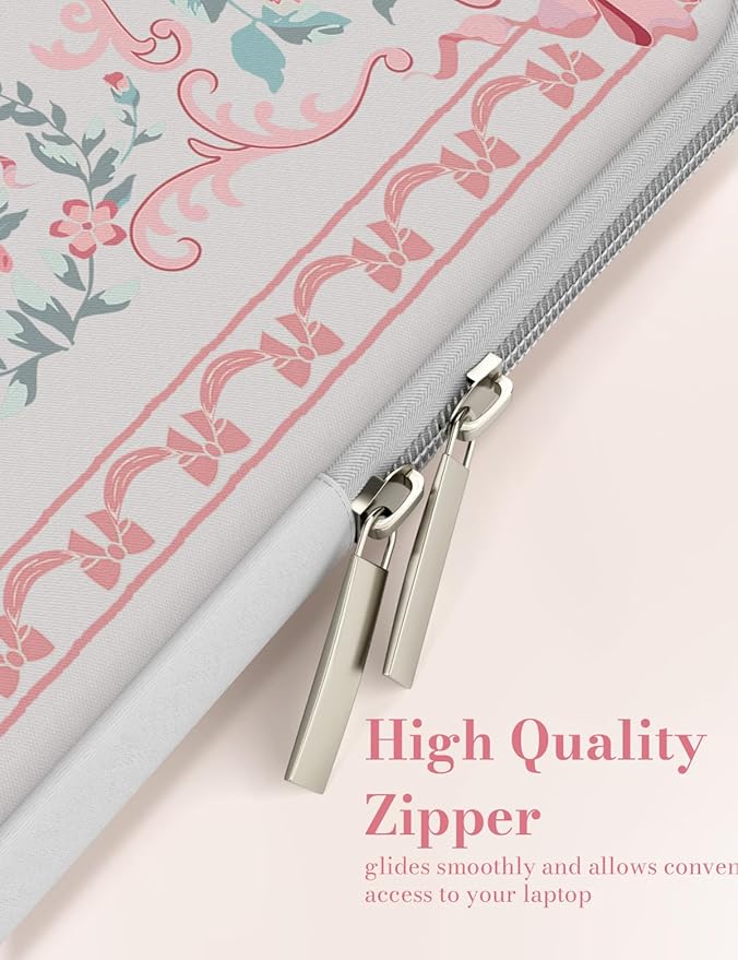iCasso Laptop Sleeve 13 inch for MacBook Air 13-13.6 inch,Cute Laptop case for MacBook Neo/Pro 13 inch, Slim Protective Travel Carrying Case Sleeve for 14 inch Chromebook, HP, Retro Bow Pink