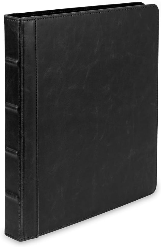 Samsill Vintage Leather 3 Ring Binder 0.5 Inch Round Ring (Holds 100 Sheets), 8.5 x 11 Inch Documents, Professional Organizer, Planner, Notebook, Black