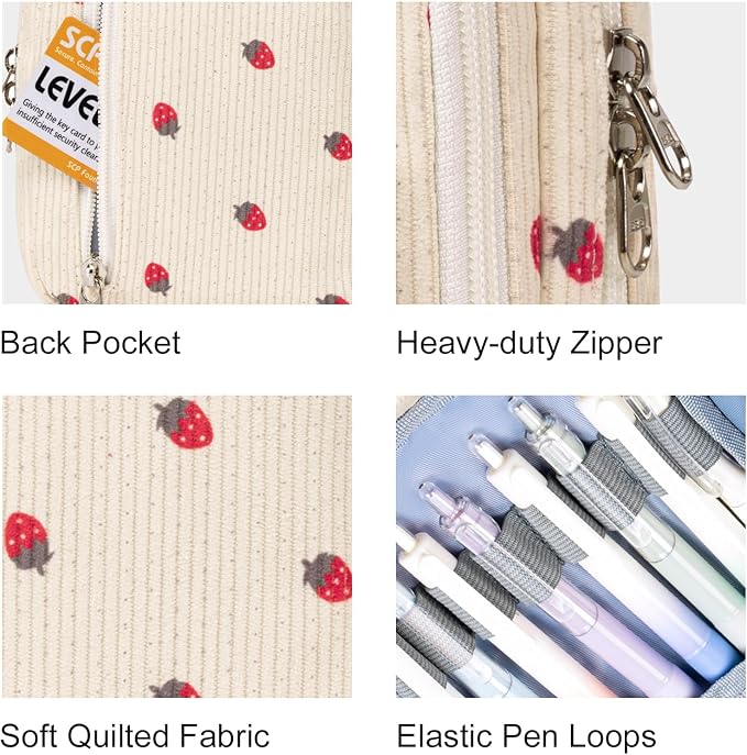LEDAOU Pencil Case Cute Zipper Pencil Pouch Large Capacity Pencil Bag Organizer School Supplies for Girls Boys Kids