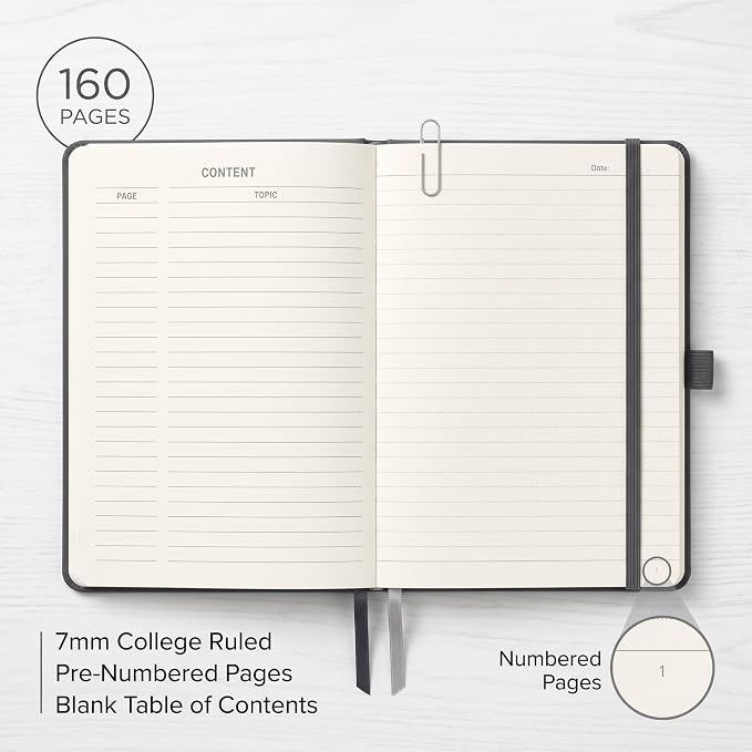 AHGXG Lined Journal Notebook, 160 Numbered Pages, A5 Size (5.7'' x 8.3'')