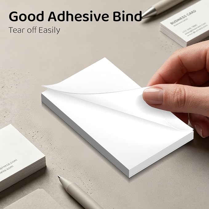 24 Pack White 3 x 5 Inch Blank Notepads 50 Sheets Each, Unruled Paper Pads with Hard Backing for Lists, Notes & Reminders | No-Bleed Writing Paper for Students, Teachers & Professionals