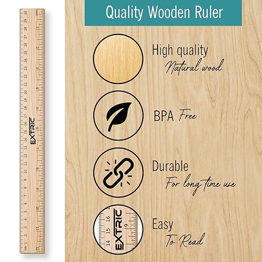 Rulers 12 Inch, Rulers Bulk Wooden Ruler for Kids 6 Pack Great for School, Classroom, Imperial and Metric Measurements for Office and Home