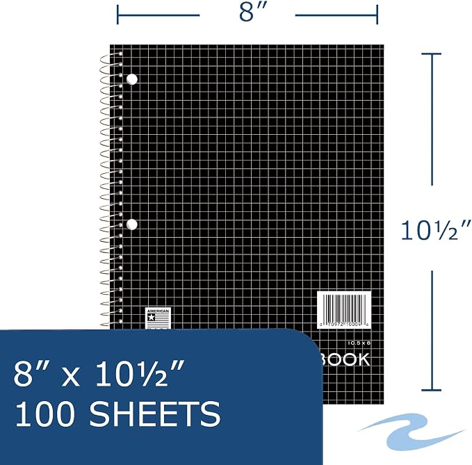 ROARING SPRING 1 Subject Spiral Notebook, Graph Rule, 100 Sheets, 24 Pack