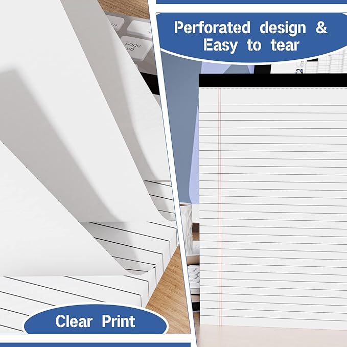 Nichela Legal Pads 6 Pack of Note Pads 6 x 9 Inch Notepad 21lb Thick Paper Legal Pad 30 Sheets Note Pad College Ruled Small Legal Pads 29 Lines Writing Pads for Writing, Sketching, and Note-Taking