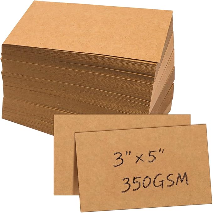 Bercoor 500 Pack Blank 3 x 5 Inch Index Cards, Heavy Study Cards, Note Cards for Office, School Learning, Kraft Paper