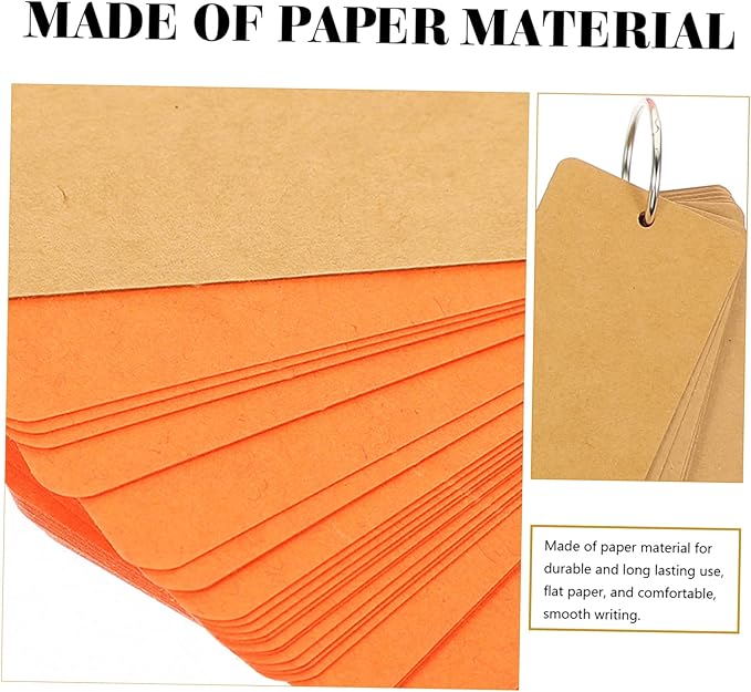 NUOBESTY 8Pcs Portable Blank Flashcards with Ring Memo Note Cards for Studying Office Use and Daily Planning present for Students and Friends