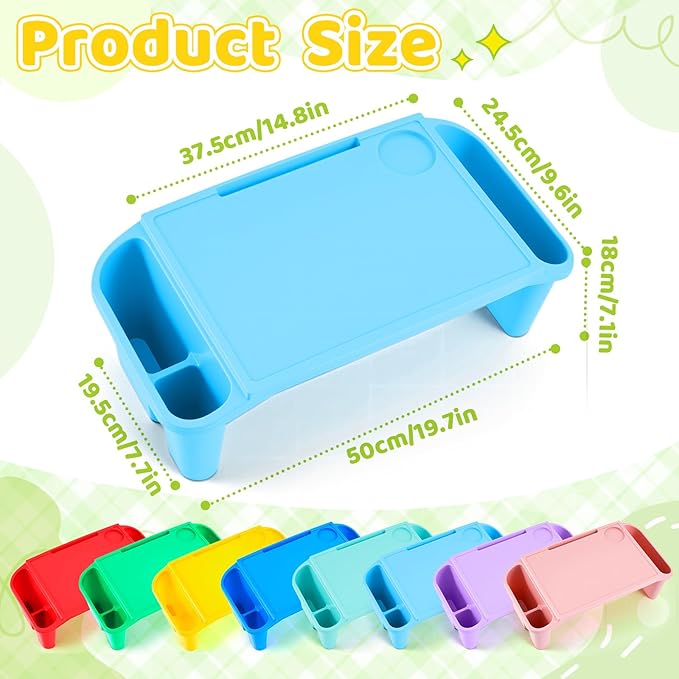 Supervitae 16 Pcs Kids' Lap Desk and Classroom Floor Cushions Set, Including Stackable Lap Tray 19.7 x 14.8 x 7.7'' & Floor Pillow 16'' for Classroom Kindergarten Daycare Nursery (Classic Colors)