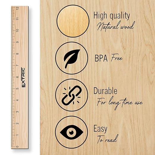 Ruler 12 Inch, Architectural Scale Ruler, 1/8 Inch Scale Rulers, Wooden Rulers for Drawing, Drafting, Architect and Engineering