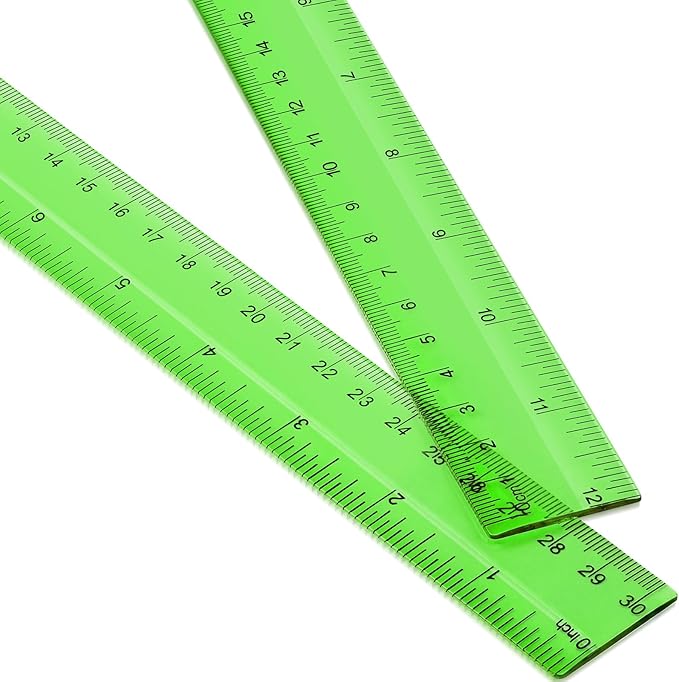 EBOOT 2 Pack Plastic Ruler Straight Ruler Plastic Measuring Tool for Student School Office(Green,12 Inch)