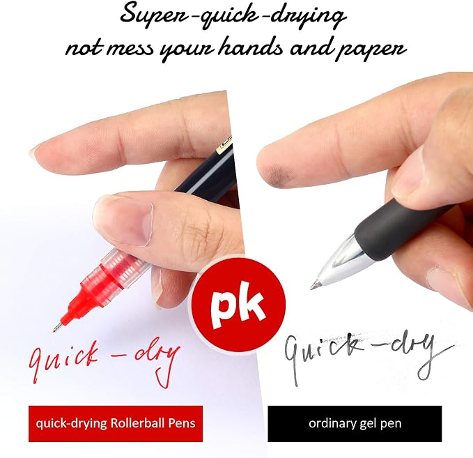 Frienda 12 Pcs Rolling Ball Pen 0.5 mm Japanese Pen,Black and Red