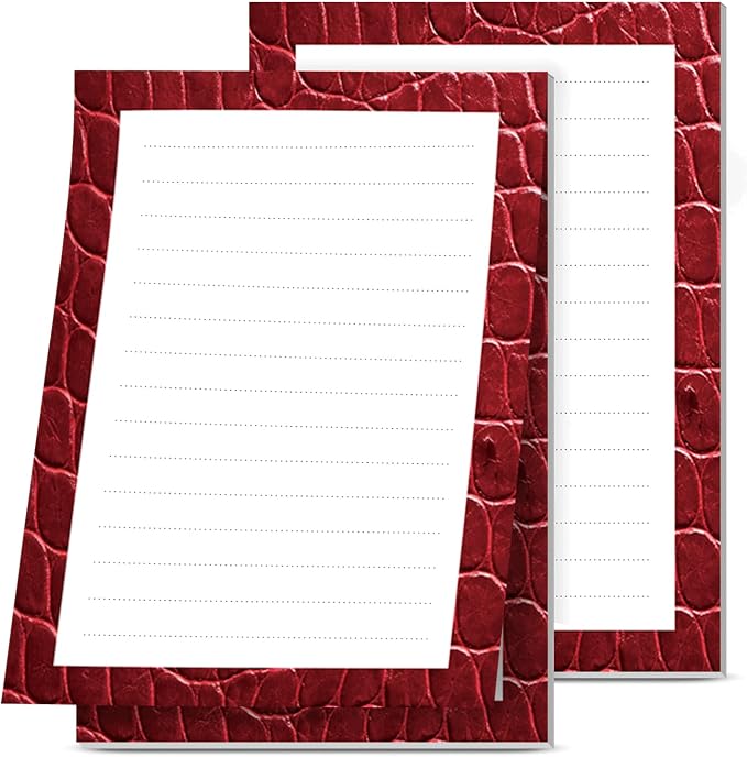 2 Pack Lined Sticky Notes 4x6 in, Cute Self-Stick Notepads with Lines, Large Memo Pads Strong Adhesive for Office, Home Red Cute Crocodile Skin