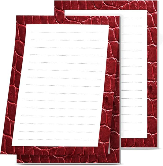 2 Pack Lined Sticky Notes 4x6 in, Cute Self-Stick Notepads with Lines, Large Memo Pads Strong Adhesive for Office, Home Red Cute Crocodile Skin