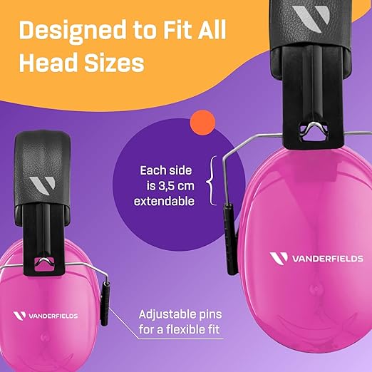 Vanderfields - Hearing Protection Ear Muffs - Over 35 dB (2K Hz) Broad Noise Cancelling Sound Reduction - Adults & Teens