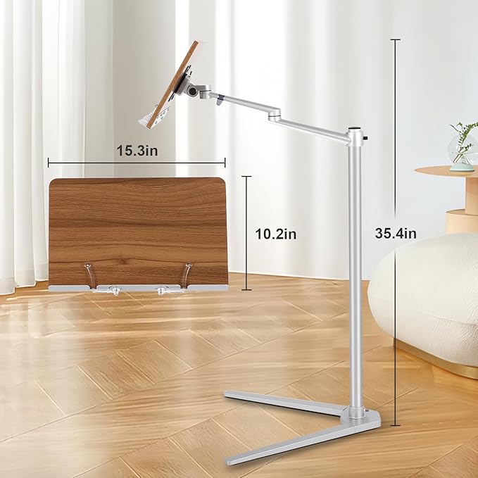Book Holder Stand - Multiangle Adjustable Book Stand for Reading，Book Holders for Reading Hands Free with an Elastic Book Clip，Suitable for Read/Cooking/Office Use