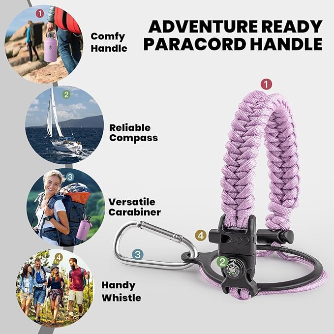 RAYMYLO One Gallon Water Bottle Insulated, Triple Walled Vacuum Stainless Steel (Cold for 48 Hrs), Leak Proof & Non-BPA, Large Water Flask Jug with Paracord Handle & Straw Spout Lids
