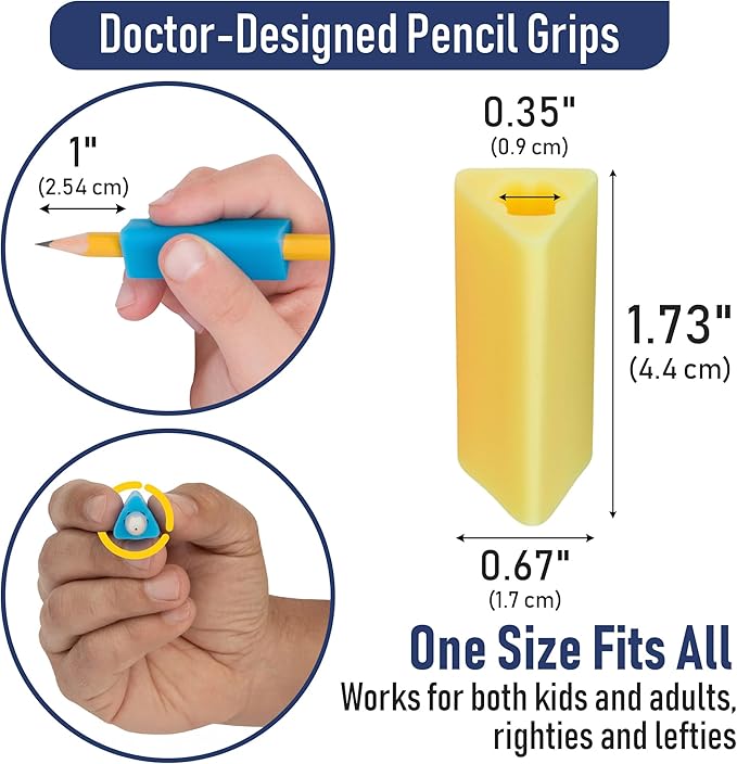 Pencil Grip The Classics Triangle Grip Ergonomic Writing Aid, For Right or Left Handed Users, Assorted Colors, Pack of 200 (TPG-162)