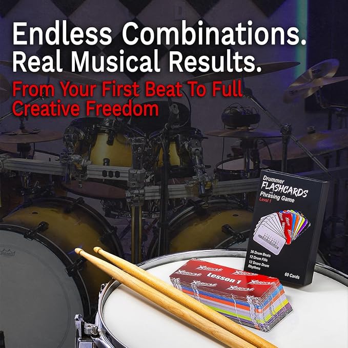 Drummer Flashcard & Video System – Learn Drum Beats, Fills & Stick Control Faster Than a Book | 60 Color-Coded Cards + Video Demonstrations + Audio Loops | Beginner to Intermediate