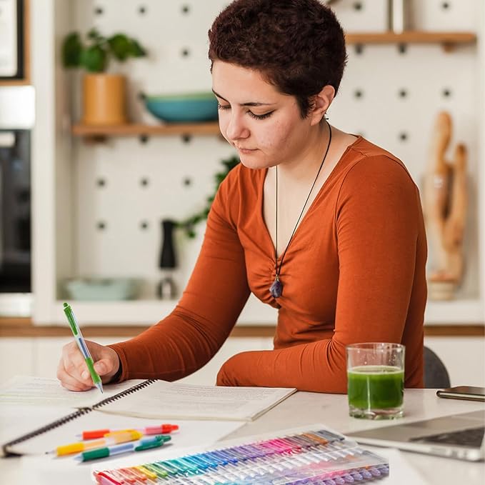 Colored Gel Pens, Lineon 24 Colors Retractable Gel Ink Pens with Grip, Medium Point(0.7mm) Smooth Writing Pens Perfect for Adults and Kids Journal Notebook Planner, Writing in Office and School