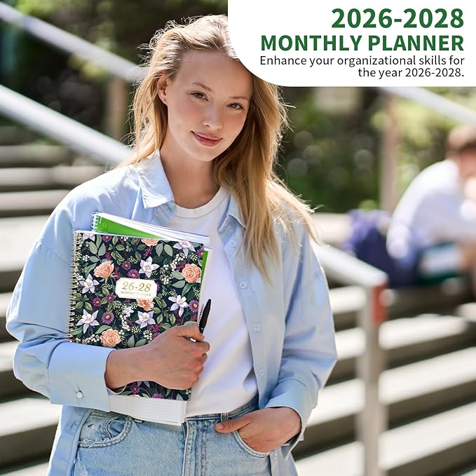 2026-2028 Monthly Planner/Calendar - 3 Year Monthly Planner 2026-2028, January 2026 - December 2028, 9" x 11", 3 Year Calendar 2026-2027-2028 with Colorful Tabs, Notes Pages, Inner Pocket