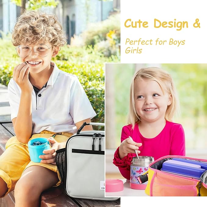 CaCTOUR Lunch Box Kids,Premium Insulated Lunch Bag for Girls Boys,Soft Bag Mini Cooler Back to School Thermal Reusable Lunch Bag for Work School Picnic (Yellow)