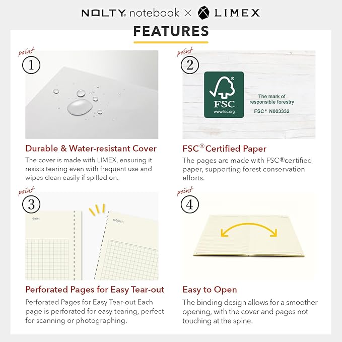 NOLTY NOTE × LIMEX, A5 Ruled Line Notebook, 6.00mm, 176 Sheets, Lime White, NTL1312