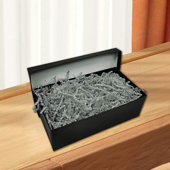 Tisspoms 1LB Crinkle Cut Paper Shred Filler, Paper Shreds for Basket Fillers, Birthday, Gift Wrapping, Anniversary, Wedding, Halloween, Thanksgiving, Christmas Gift Decor Party Filler (Light Gray)