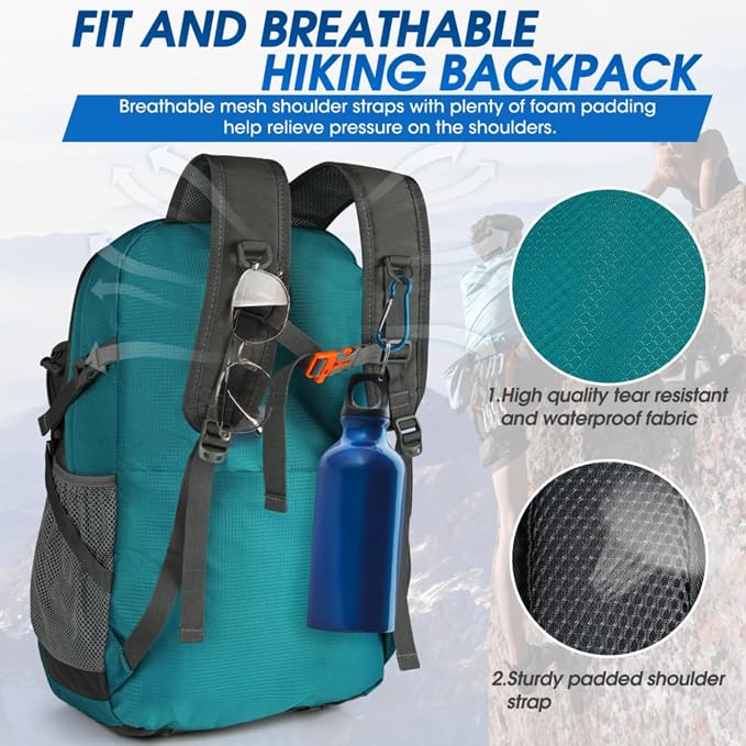 IGOLUMON Hiking Backpack 40L Packable Lightweight Camping Daypack Men Women | Multi-compartment storage Water-resistant Foldable Nylon Material Hiking Day pack for Camping Cycling Outdoor