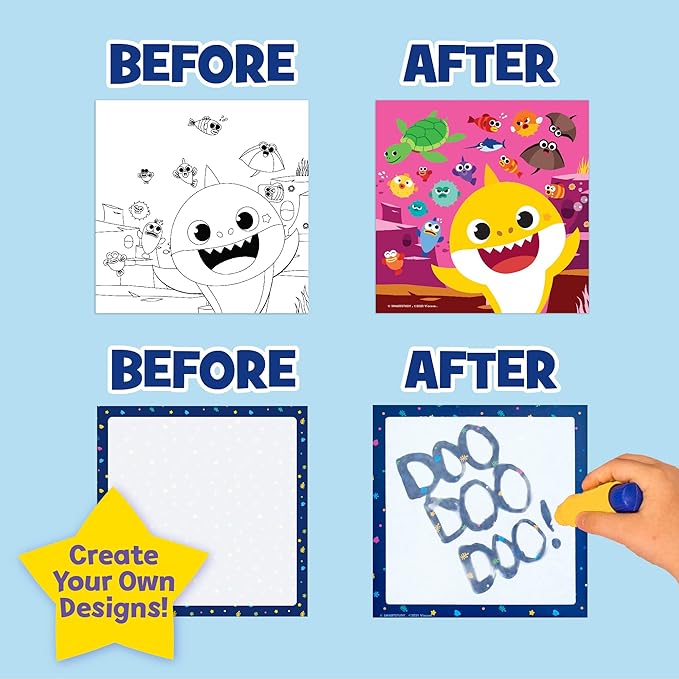Horizon Group USA Baby Shark Aqua Art - Baby Shark Water Coloring Pads - Includes Magic Refillable Water Brush for Mess-Free Art Painting for Toddlers - Great for 3 Year Olds