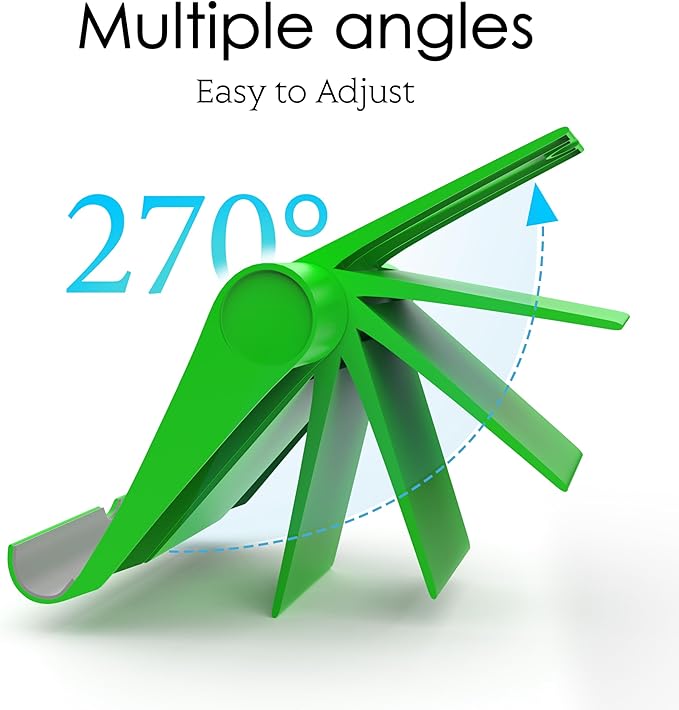 Cell Phone Stand for Desk, Foldable and Adjustable Multi-Angle Holder Dock, Universal Compatibility for Most Phone and Tablet, Portable and Sturdy Design for Office and Home (Green)