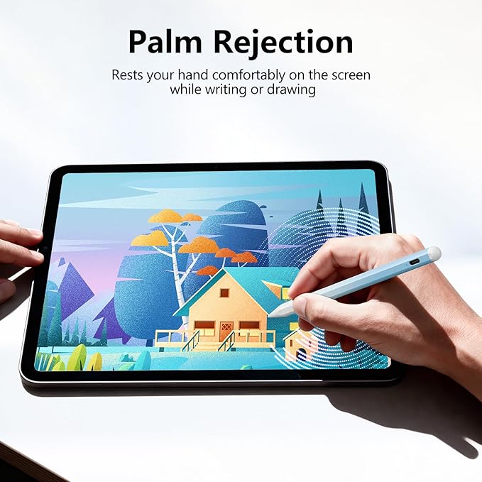 Stylus Pen for iPad 6th-11th Generation-2X Fast Charge Active Pencil Compatible with 2018-2026 Apple iPad Pro 11"/12.9"/M4, iPad Air 3/4/5/M2/M3/M4,iPad mini 5/6/7 Gen-Gradient White Blue