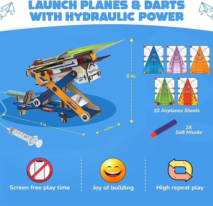 Smartivity DIY 2in1 Hydraulic Paper Airplanes & Darts Launcher STEM Toy for Kids Ages 6-14 Years I Birthday Gifts for Smart Kids | Science Kit for Boys & Girls 6, 8,10,12,14 Years Old