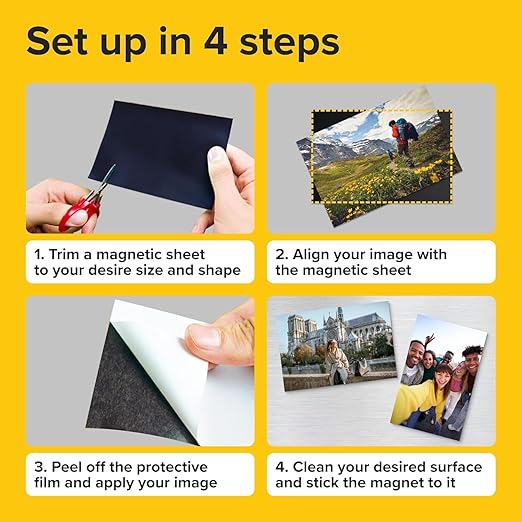 Strong Self-Stick Adhesive Magnetic Sheets 10 Pcs (2x3.5"/5x9cm) – Customizable Magnetic Paper for Photo, Magnet Stickers, Labels, Crafts; for Fridge, Lockers, Whiteboards, Office, Projects