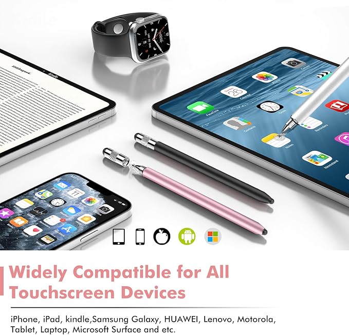 Stylus Pen for Touchscreen, 3-in-1 Rubber Disc Stylus, High Sensitivity and Precision, Universal Stylus Pen Compatible for Ipad,iPhone Android Kindle All Capacitive Tablets