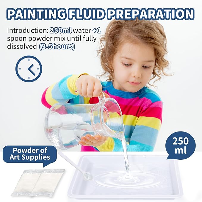 Ci Vetch Water Marbling Paint Kit for Kids, Arts & Crafts, Non-Toxic, Age 3-12, Includes 6 Colors, 10 Sheets, Tools, 12 Shells, 2 Display Boxes