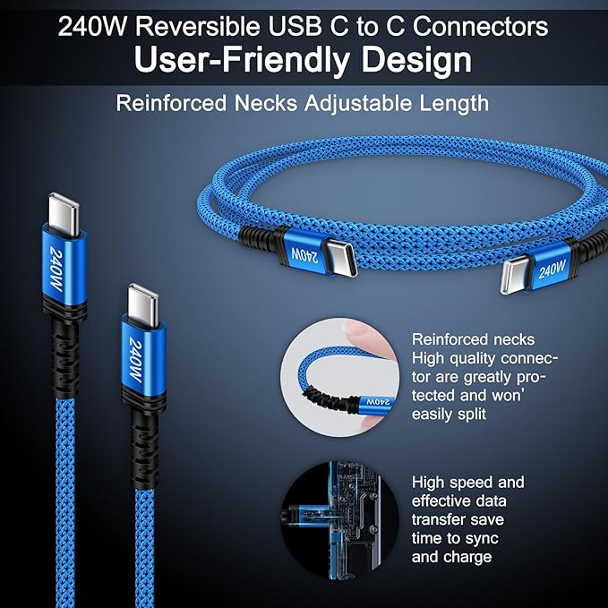 Type C Charger Fast Charging Cable 6FT for iPhone 17 Pro Max 17 Air 16E 16 Pro Max 15 Plus,240W USB-C Charger Cable Long Android Phone Power Cord for Samsung Galaxy S25 Ultra S26/S26 Ultra/S26+ A17