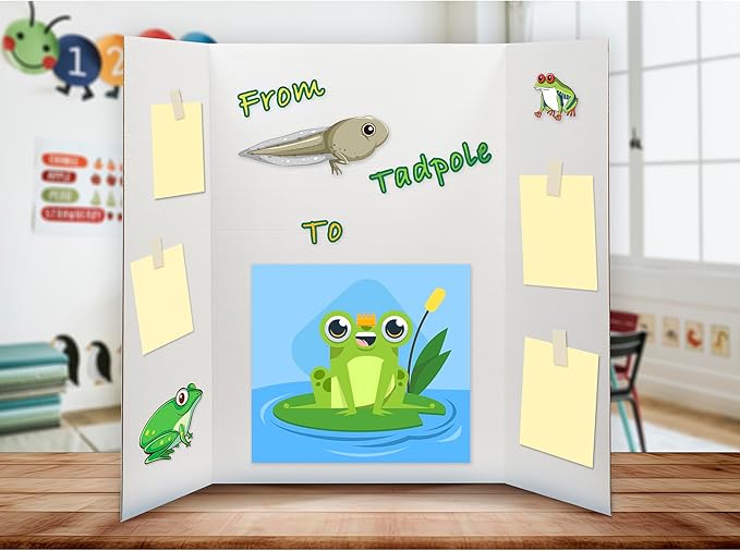 Desk Tech Large Tri-Fold Presentation Board - 36 x 48 inches - Sturdy Corrugated Paper - White - Perfect for School Projects, Exhibitions, Workshops, 4 Pcs