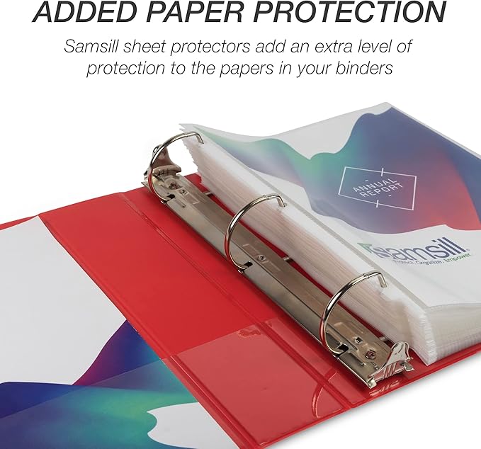 Samsill Durable 3 inch 3 Ring Binder, D Ring Binder, 100% Recycled Chipboard, Red (Pack of 2)
