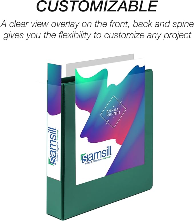 Samsill 1.5 Inch 3 Ring Binder, Economy Round Ring, Clear View Cover, 325 Sheet Capacity - for School, Home, Office - Forsest Green