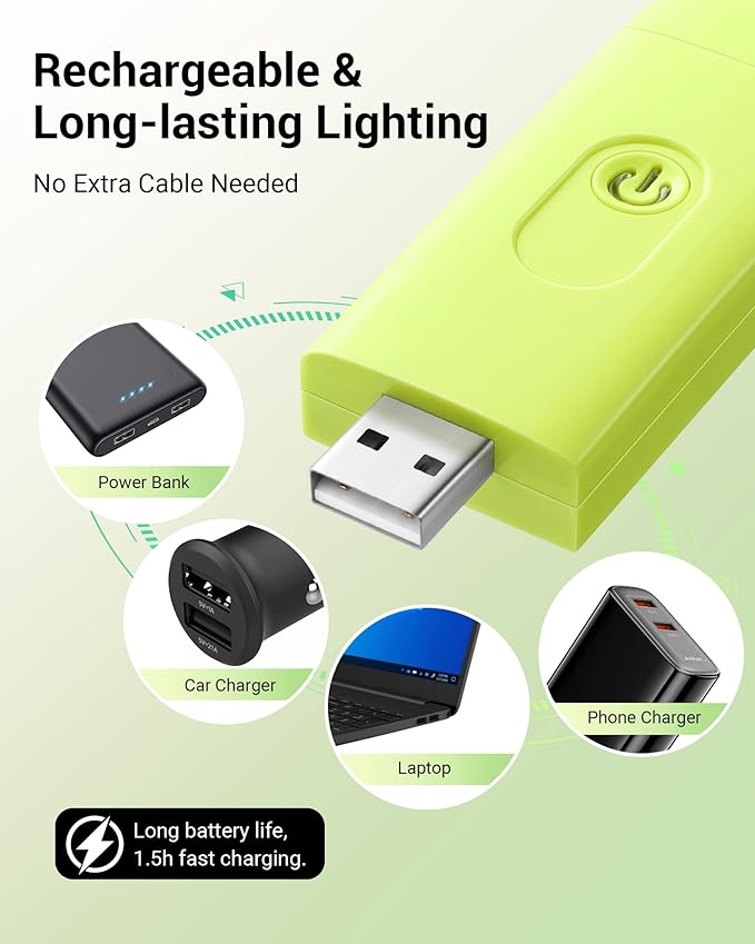 DEWENWILS Amber Book Light for Reading, USB Rechargeable, 3 Brightness Levels, Blue Light Blocking, Kids & Adults (Green)