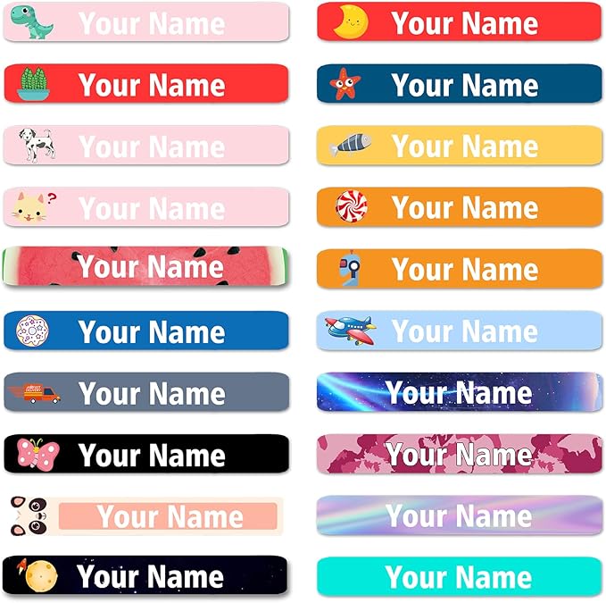 120 PCS Personalized Labels for Kids，Custom Name Tag Stickers Labels Waterproof for School Supplies,Water Bottle,Lunch Box,Toys(2.3 x 0.4 in)