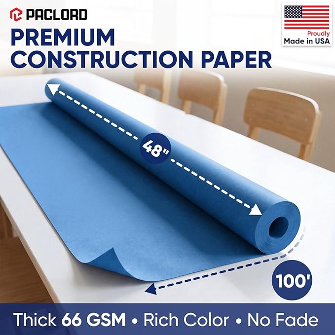 Dark Blue Construction Paper Roll 48" x 100 ft – Made in USA – 48" Bulletin Board Paper for Classroom & School, Teachers & Kids