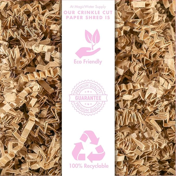 MagicWater Crinkle Cut Paper for Gift Baskets - 5LB Kraft - Perfect for Shredded Paper Filler, Basket Filler, Gift Boxes, Bridesmaid Gifts, Christmas Stuffers & More – Ideal for All Occasions