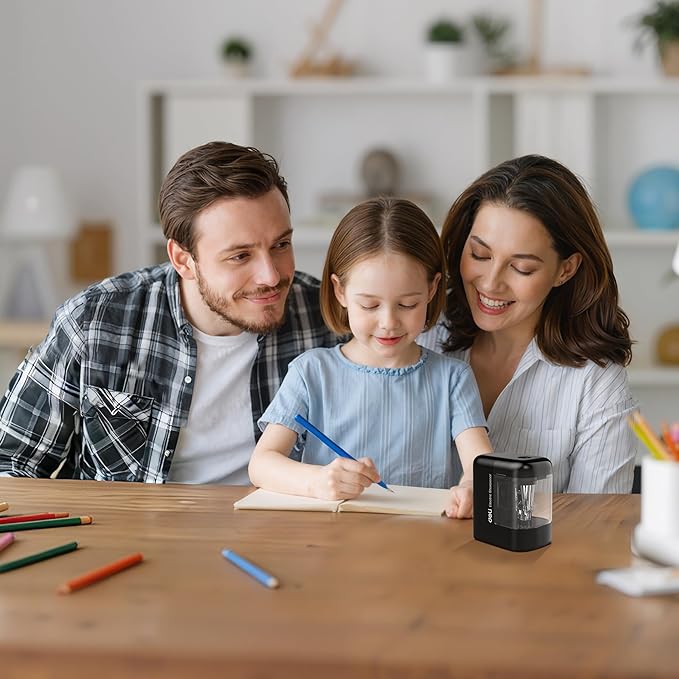 deli Electric Pencil Sharpener, Portable Pencil Sharpener for No.2 Pencils Colored Pencils, Battery Powered Electric Pencil Sharpener for School, Home, Office, Black