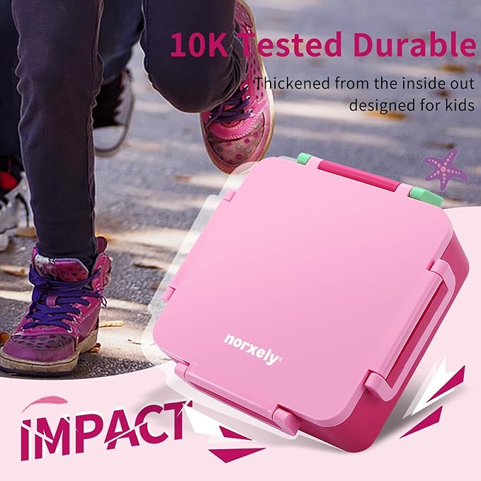 Bento Box for Kids with Thermos, [Large Capacity] Insulated Lunch Box Kids with 4 Compartment for Ages 3+, Drop-Proof & Dishwasher Safe Lunchbox Container Pink
