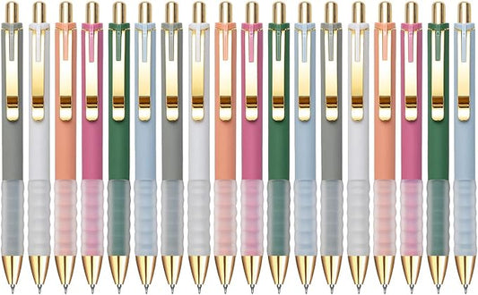 Linbsunne Gel Pens Black Ink Pen 0.5mm Fine Point, 18-count | Smooth Writing, Retractable Pens with Soft Grip, Office School Supplies for Nurses Teachers, Quick Dry